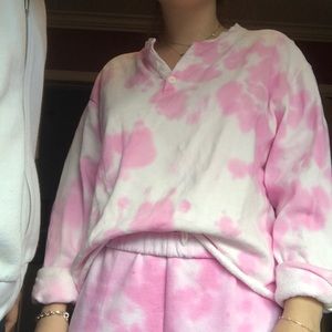 Pink tie dyed brandy long sleeve